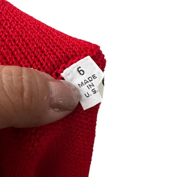 St John Womens Red Santana Knit Career Pencil Pull On Skirt Size 6 - Picture 3 of 4